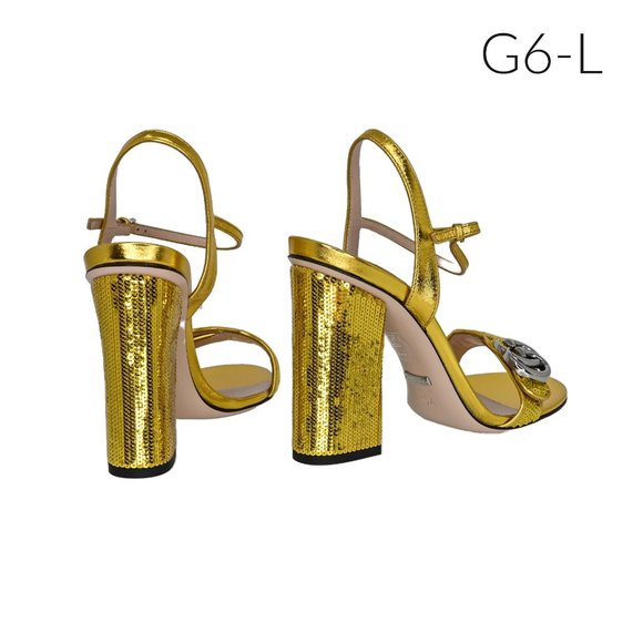 Gucci 646553 GG Marmont Leather/ Sequin Sandals - Picture 4 of 6